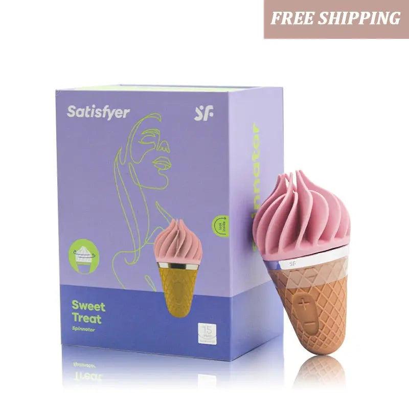 เยอรมนี Satisfyer Sweet Treat Ice Cream Cone Vibrator เพศของเล่นสำหรับหญิงนุ่มซิลิกาเจล Clitoris Stimulator UYO Mini ผู้ใหญ่ของเล่น - buysextoyth
