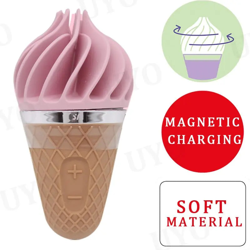 เยอรมนี Satisfyer Sweet Treat Ice Cream Cone Vibrator เพศของเล่นสำหรับหญิงนุ่มซิลิกาเจล Clitoris Stimulator UYO Mini ผู้ใหญ่ของเล่น - buysextoyth
