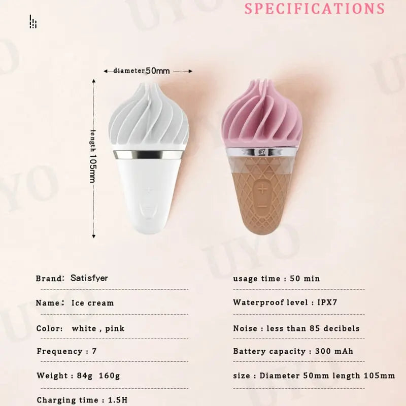 เยอรมนี Satisfyer Sweet Treat Ice Cream Cone Vibrator เพศของเล่นสำหรับหญิงนุ่มซิลิกาเจล Clitoris Stimulator UYO Mini ผู้ใหญ่ของเล่น - buysextoyth
