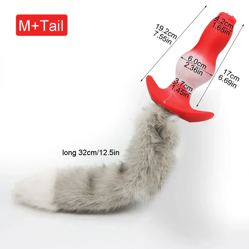 Adult Sex Games Anal Plug With Tail Soft Silicone Dog Knot Butt Plug Wearable Tail Detachable Cosplay Sex Toys For Women Men - buysextoyth