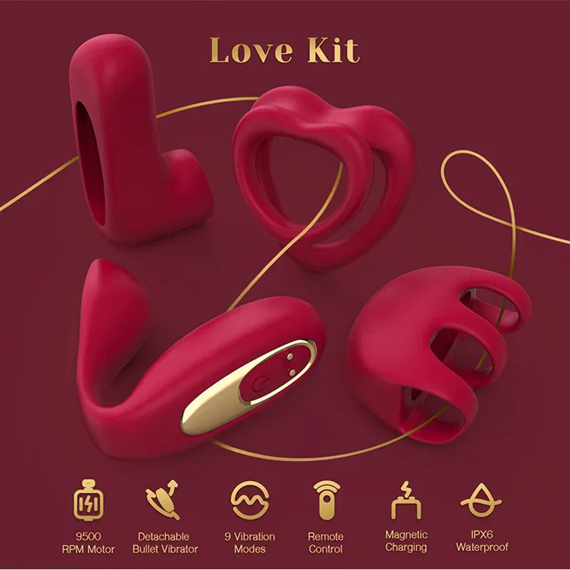 Tracy's Dog Love Vibrator Kit Removable Vibrating Bullet with 4 Silicone Attachments Remote Adult Sex Toys for Women & Partners - buysextoyth