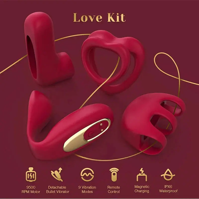 Tracy's Dog Love Vibrator Kit Removable Vibrating Bullet with 4 Silicone Attachments Remote Adult Sex Toys for Women & Partners - buysextoyth