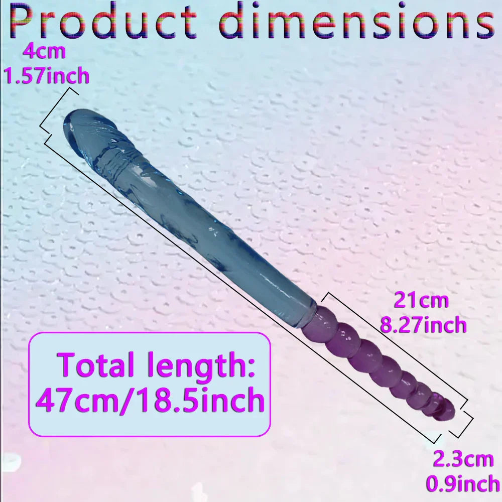 Two sizes of long double-headed dildos. double-sided crystal dildos. for anal and G-spot stimulation. unisex - buysextoyth