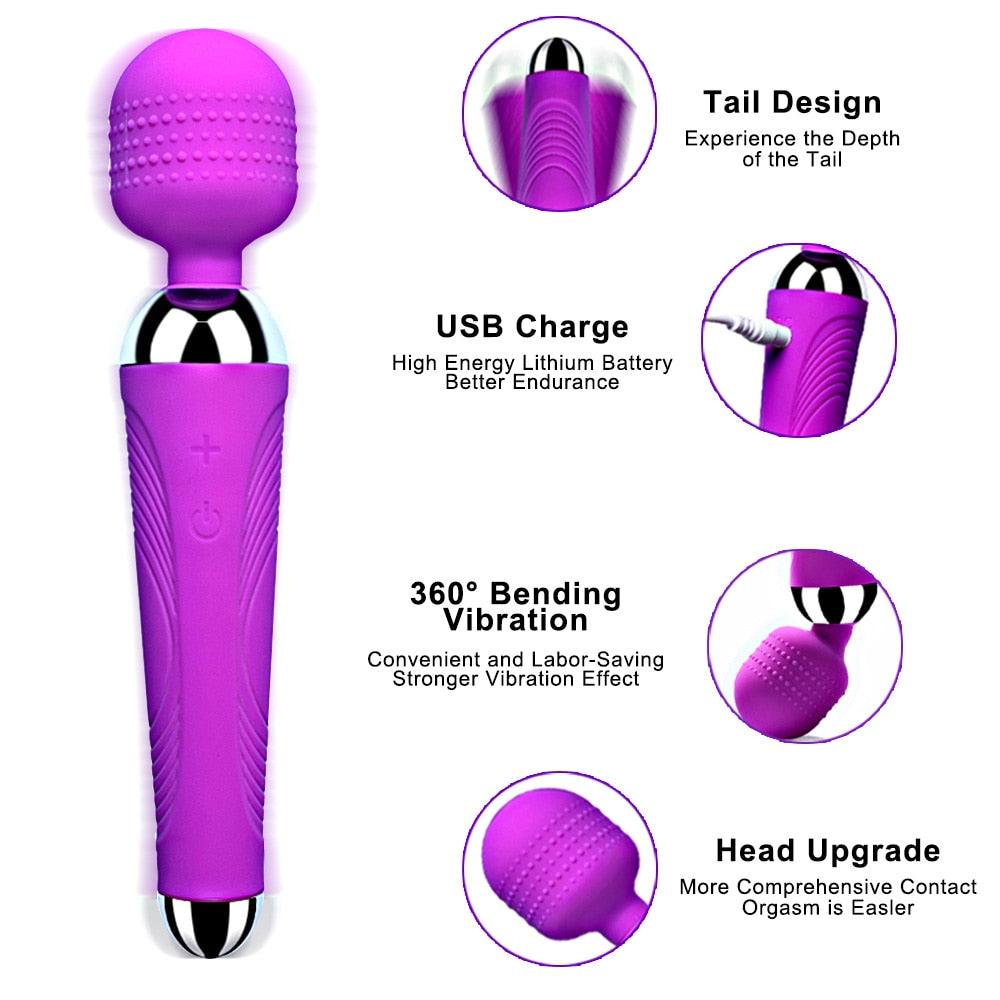Wireless Dildos AV Vibrator Magic Wand for Women Clitoris Stimulator USB Rechargeable Massager Goods Sex Toys for Adults 18 - buysextoyth