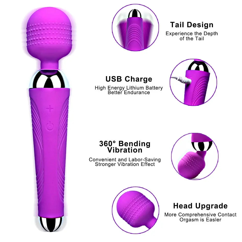 Wireless Dildos AV Vibrator Magic Wand for Women Clitoris Stimulator USB Rechargeable Massager Goods Sex Toys for Adults 18 - buysextoyth
