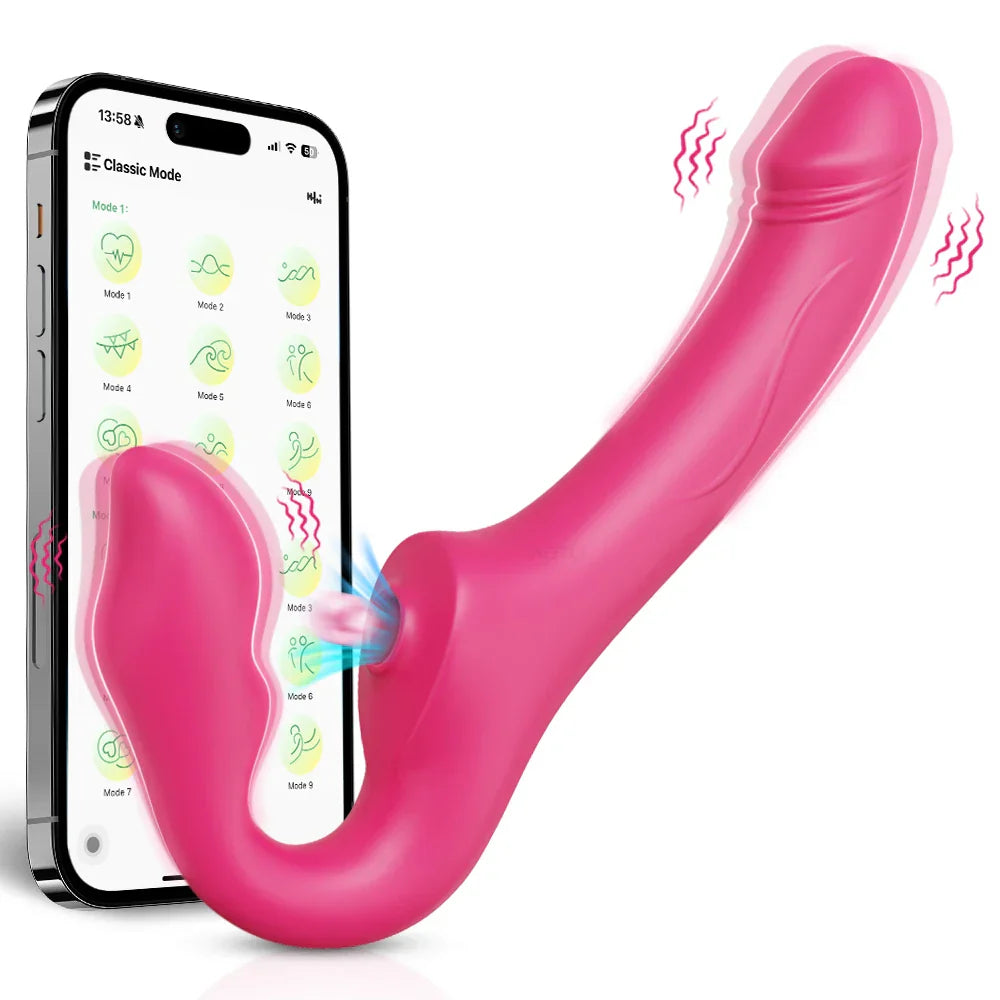 APP Control Double-Ended Vibrator for Women G-Spot Dildo Penis Removable Vagina Vibrating Adult Sex Toys for Lesbian Couples - buysextoyth