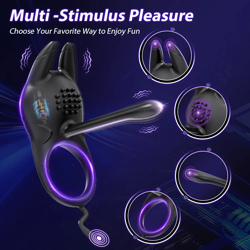 Vibrating Penis Ring for Men Delay Ejaculation Cock Ring Male Penis Massager Clitoral G Spot Stimulation Sex Toys for Couples - buysextoyth