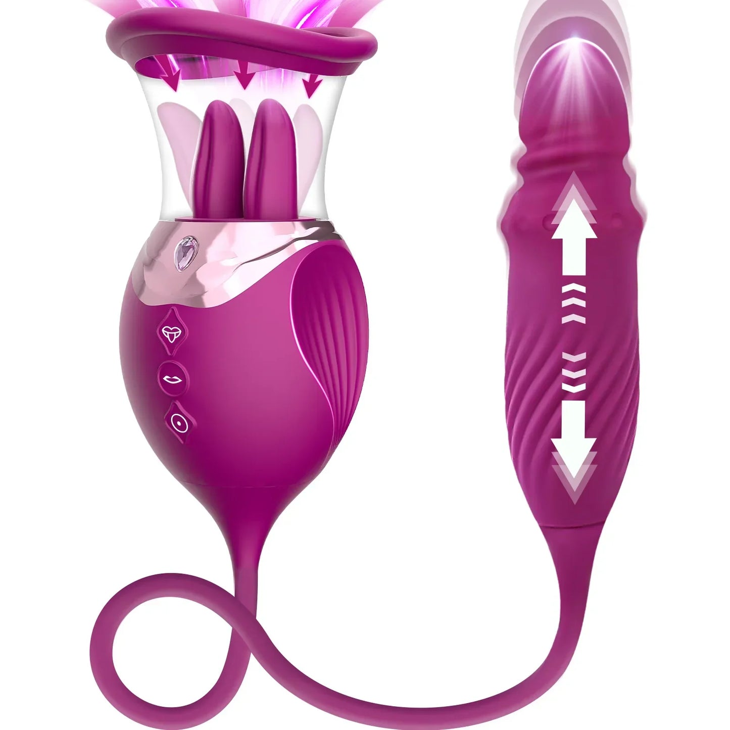 Rose Sucking Vibrator for Women 4 in 1Thrusting Dildo G Spot Nipples Sucker Clitoris Stimulator Vibrating Egg Adult Sex Toys - buysextoyth