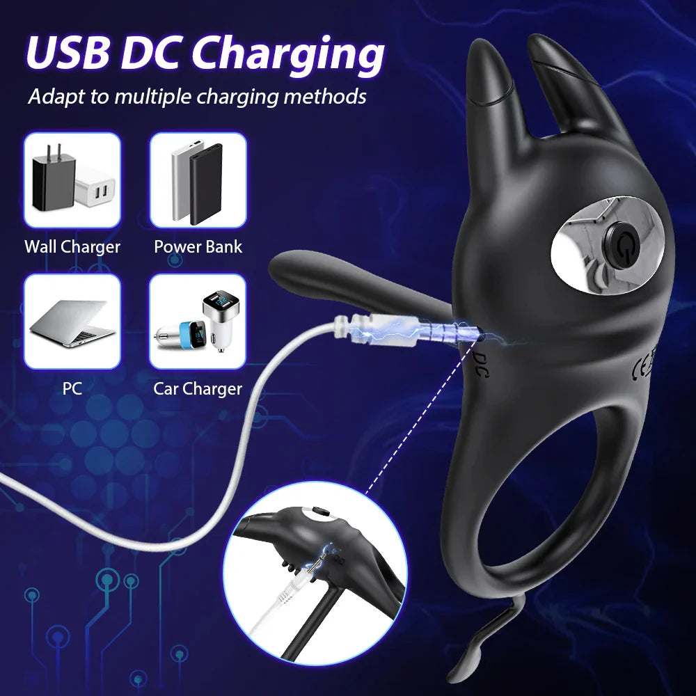Vibrating Penis Ring for Men Delay Ejaculation Cock Ring Male Penis Massager Clitoral G Spot Stimulation Sex Toys for Couples - buysextoyth