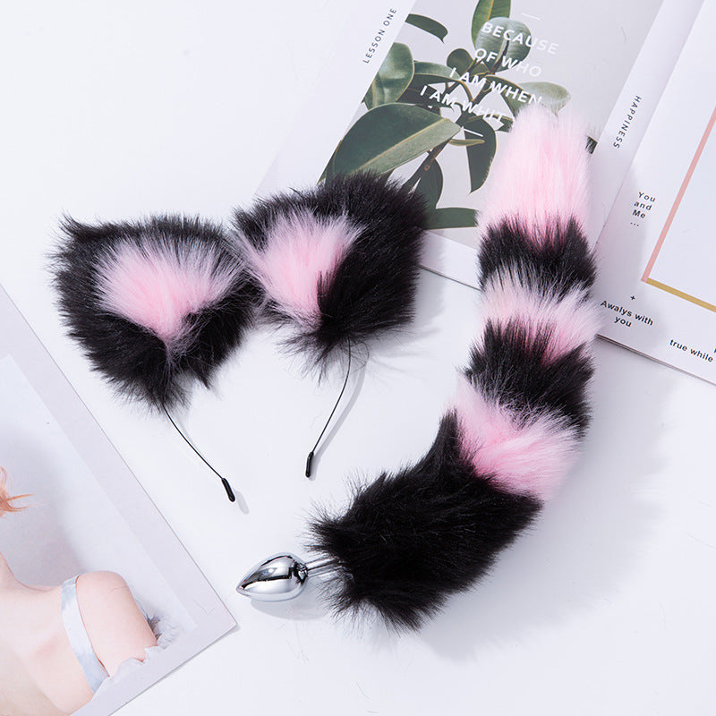 Fox Tail Metal Butt Anal Plug Cute Bow-Knot Soft Cat Ears Headbands Set Erotic Cosplay Accessories Adult Sex Toys for Couples - buysextoyth