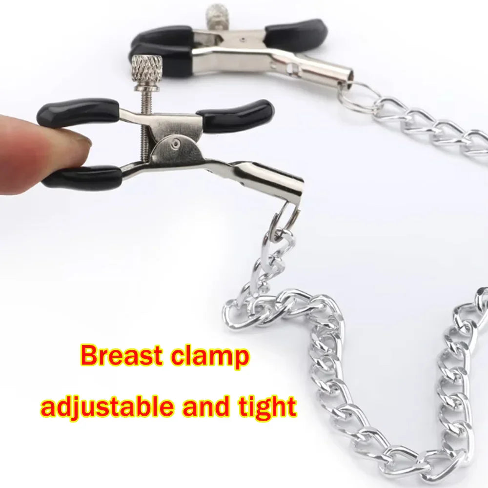 SM Sexy Leather Mouth Plug and Nipple Clamps. Silicone Dog Bone for BDSM. SM Bondage Game for Couples Enhance Sex Pleasure - buysextoyth