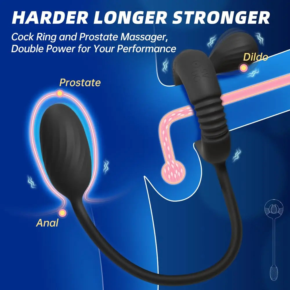 Cock Ring with Prostate Massager Anal Vibrator Silicone Pleasure Penis Ring Anal Butt Plug for Men Couples Adult Sex Toys - buysextoyth