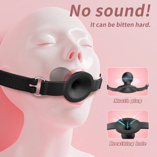 New Silicone Mouth Gags BDSM Breathable Ball Gag Adjustable Belt Mouth Adult Games Erotic Sex Toys For Couple Role Play Sexyshop - buysextoyth