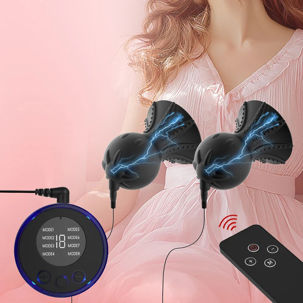Nipple Sucker Clamps Electro Stimulator Nipples Pussy Breast Clit Masturbator Breast Enlarger Sex Toy Bdsm Tool Electric Shocker - buysextoyth