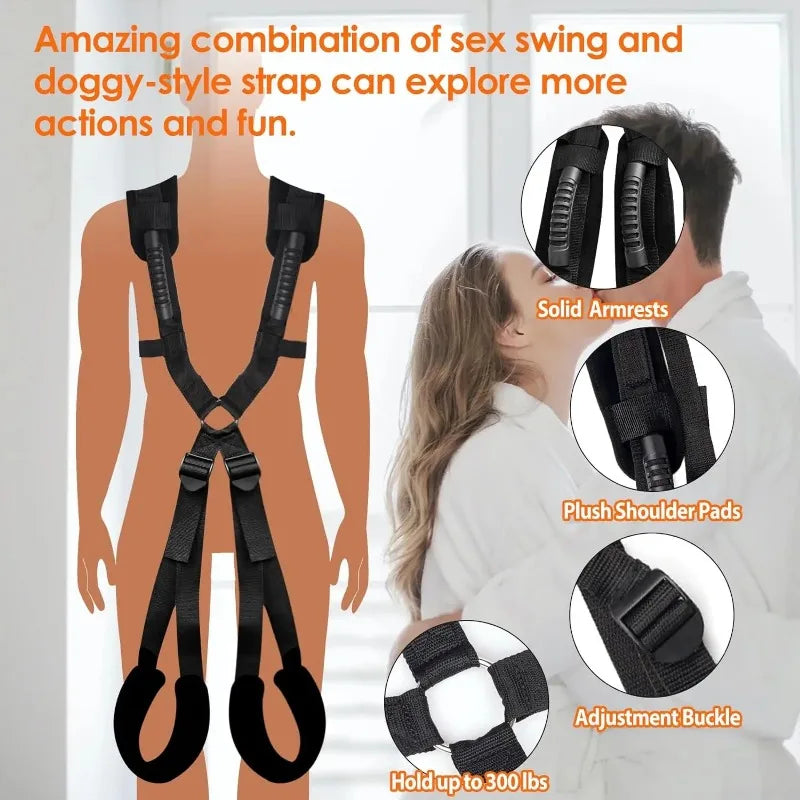 Bondage Love Slings for Couples Sex Swing Set with Adjustable Strap Adult BDSM Sex Toy Soft Plush Padding Mat Sex Restraints Toy - buysextoyth