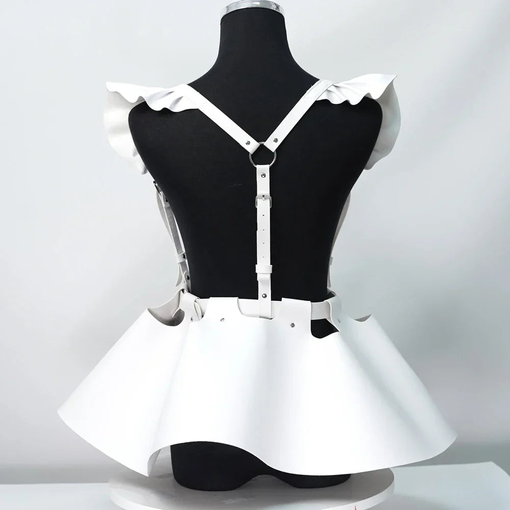 skirt Women's Belts Fashion Leather Body Harness Belt Skirt With Ruffle Hem Gothic Style Waist &Shoulder Belt Clothing Accessory - buysextoyth