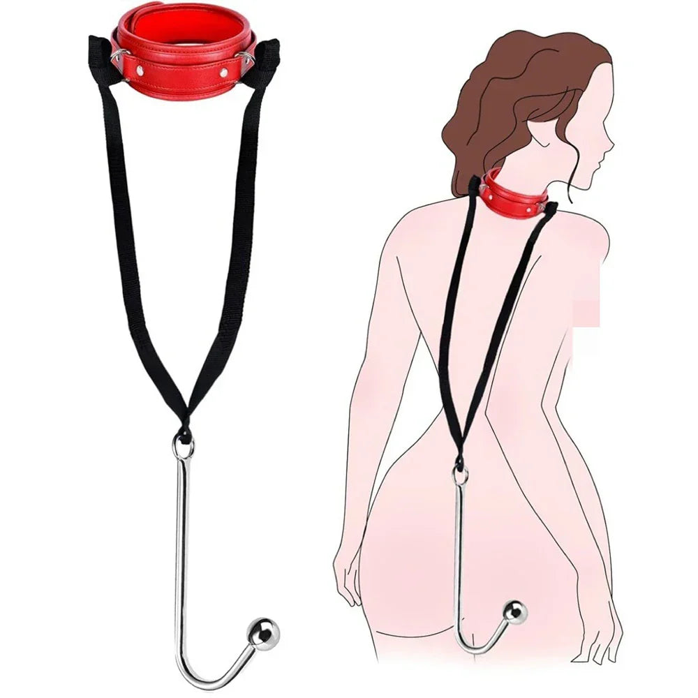 Sex Bondage BDSM Kit Sexy Slave Adjustable Leather Hand Ankle Cuffs Choker Anal Plug for Couple SM Sex Games Tool Cosplay Toys - buysextoyth