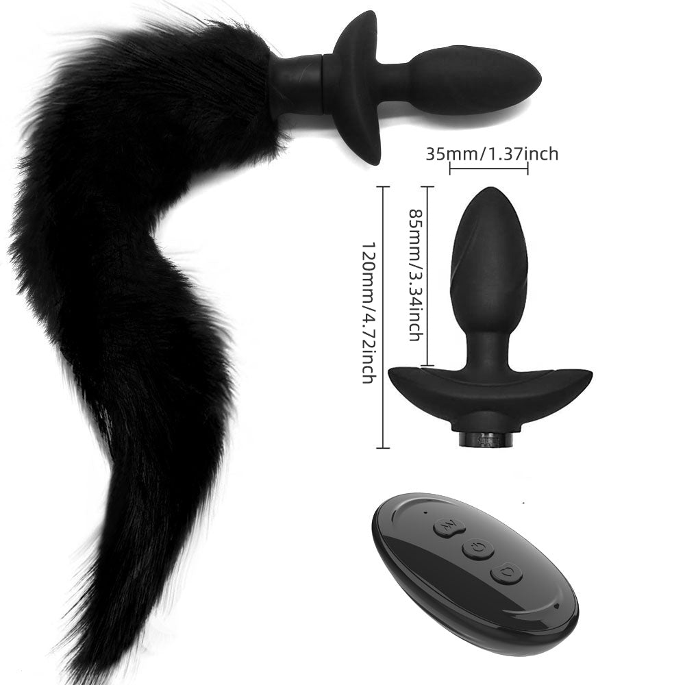 Remote Control Anal Plug Vibrator Real Fox Tail Cosplay Butt Plug Female Masturbator Swing Tail Adult Products Sex Toy for Woman - buysextoyth