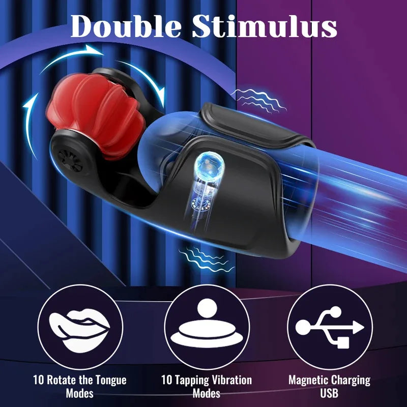 Male Rotating Licking Penis Trainer  Full Intelligent Men Tapping Lasting Glans  Exerciser Delay Endurance Vibrator Toys - buysextoyth