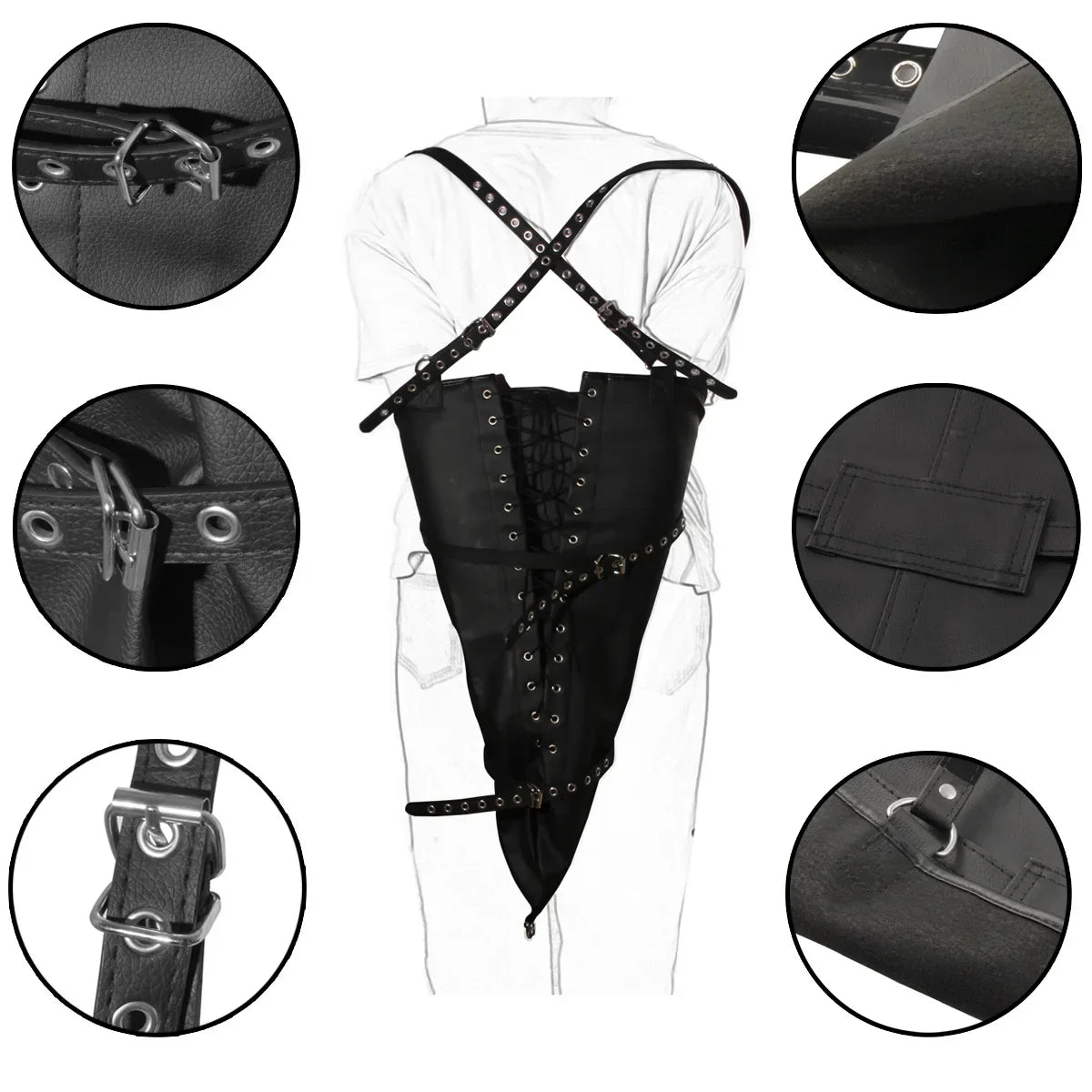 Sex Fetish Bdsm Bondage Leather Handcuffs Kit Adjustable Arm Binder Harness for Men Women Couples Restraints Cuffs Sex Toys - buysextoyth