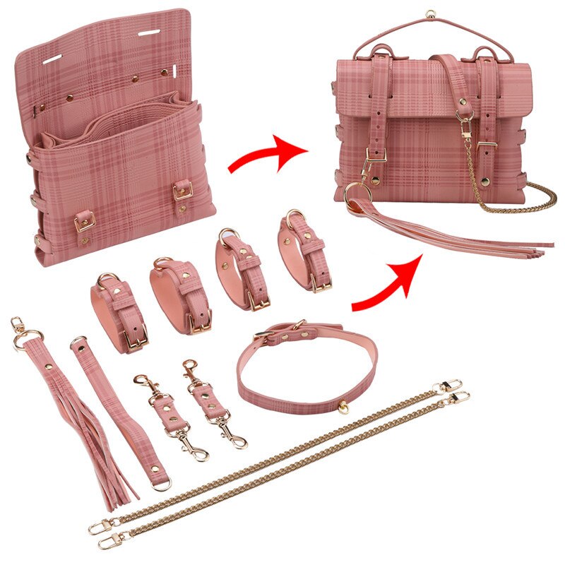 Sex Bondage BDSM Kit Restraints Set Sex Toys with Hand Cuffs Ankle Cuff Bondage Collection &amp; Whip &amp; Collar Choker SM Games - buysextoyth