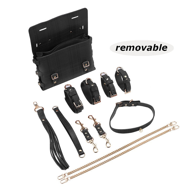Sex Bondage BDSM Kit Restraints Set Sex Toys with Hand Cuffs Ankle Cuff Bondage Collection &amp; Whip &amp; Collar Choker SM Games - buysextoyth