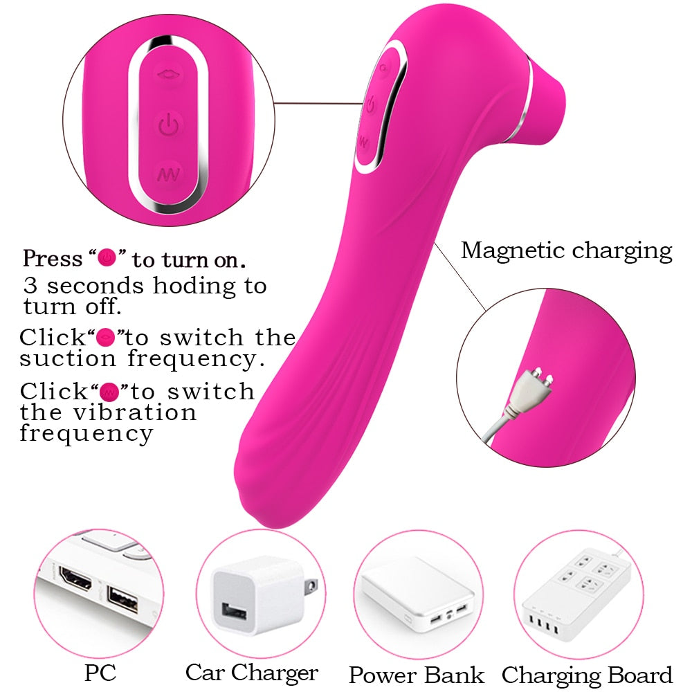 Sex Sucking Toys Vibrator Female Powerful Clitoris Sucker Blowjob Tongue Stimulator Nipple Vagina Pussy Pump for Women Adults 18 - buysextoyth