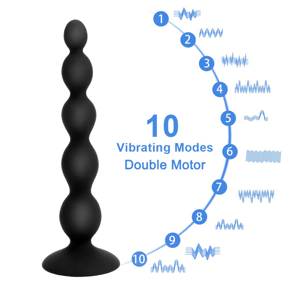 Sex Toy for Men Women Anal Beads 10 Speed Butt Plug Stimulator Prostate Massage Remote Control Vibrator Anal Vibrator Dual Motor - buysextoyth