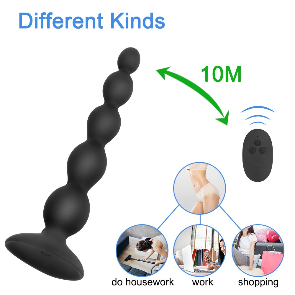 Sex Toy for Men Women Anal Beads 10 Speed Butt Plug Stimulator Prostate Massage Remote Control Vibrator Anal Vibrator Dual Motor - buysextoyth