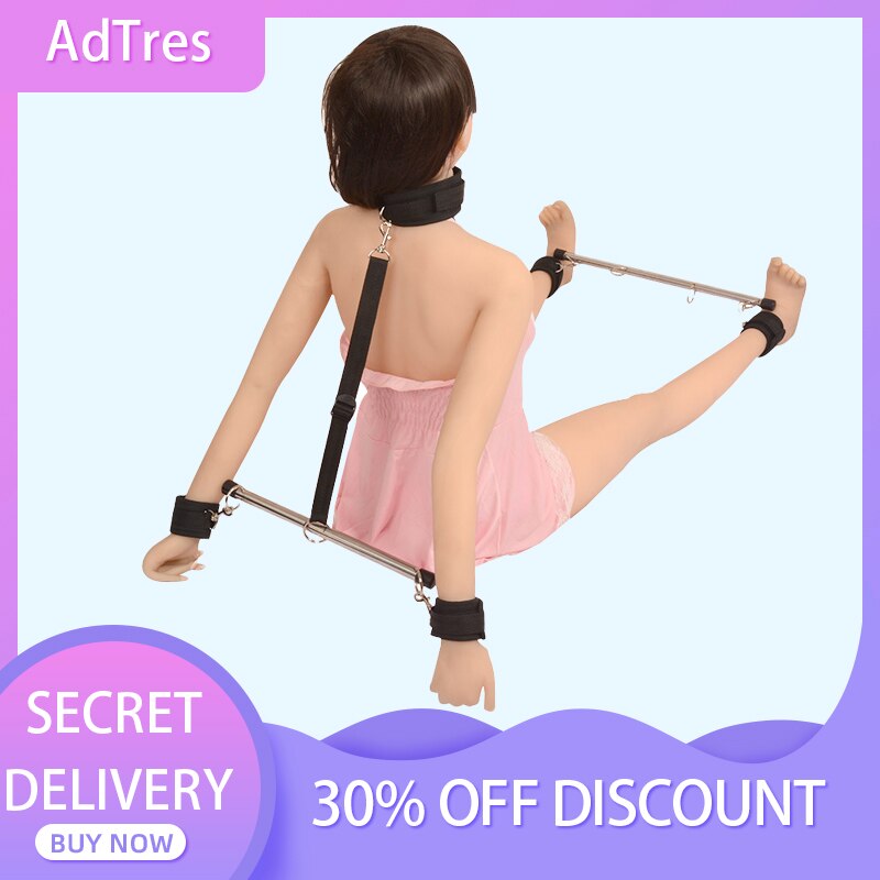 Sex Toys for Woman Bdsm Bondage Set Metal Butt Plug Nylon Restraint Belt Steel Pipe Erotic Handcuffs Adult Flirt Games - buysextoyth