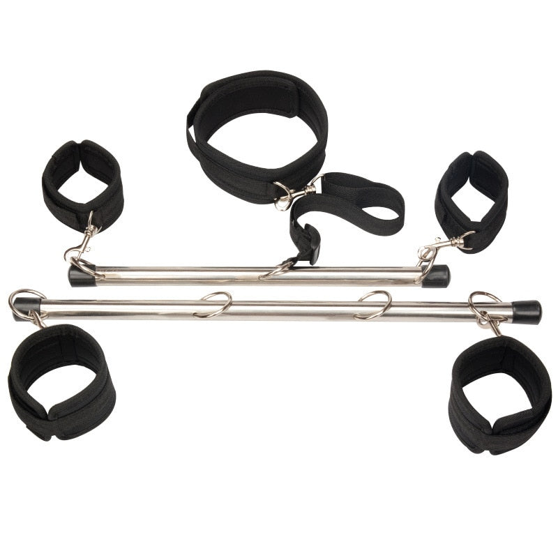 Sex Toys for Woman Bdsm Bondage Set Metal Butt Plug Nylon Restraint Belt Steel Pipe Erotic Handcuffs Adult Flirt Games - buysextoyth