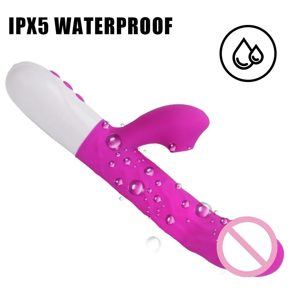 Sex Toys for Women Heating Vagina G Spot Stimulate Vibrators Telescopic Rotating Dildo 3 In 1 Clitoris Sucking Rabbit Vibrator - buysextoyth
