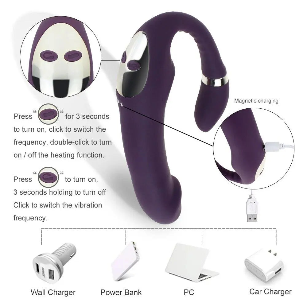 Sex Vibrator G-spot Simulate Soft Double-head Vibrate Sex Toys For Woman Clit Massager Rechargeable C-shape For Couple Fun - buysextoyth