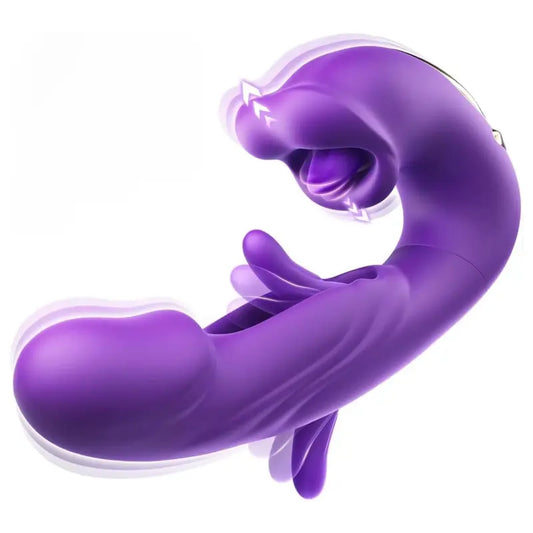 3 in 1 Tongue Licking Finger Flapping G Spot Dildo Vibrator Sex Toys for Women Clitoral Stimulation Massager Adults Masturbator - buysextoyth