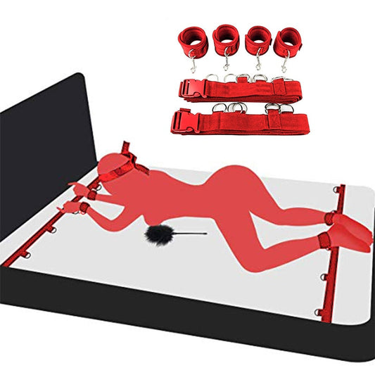 Sexy Hot Erotic Slave Adult Games Straps Restraints To The Bed Sex Toys for Women Handscuff Neck &amp; Ankle Cuffs BDSM Bondage Set - buysextoyth