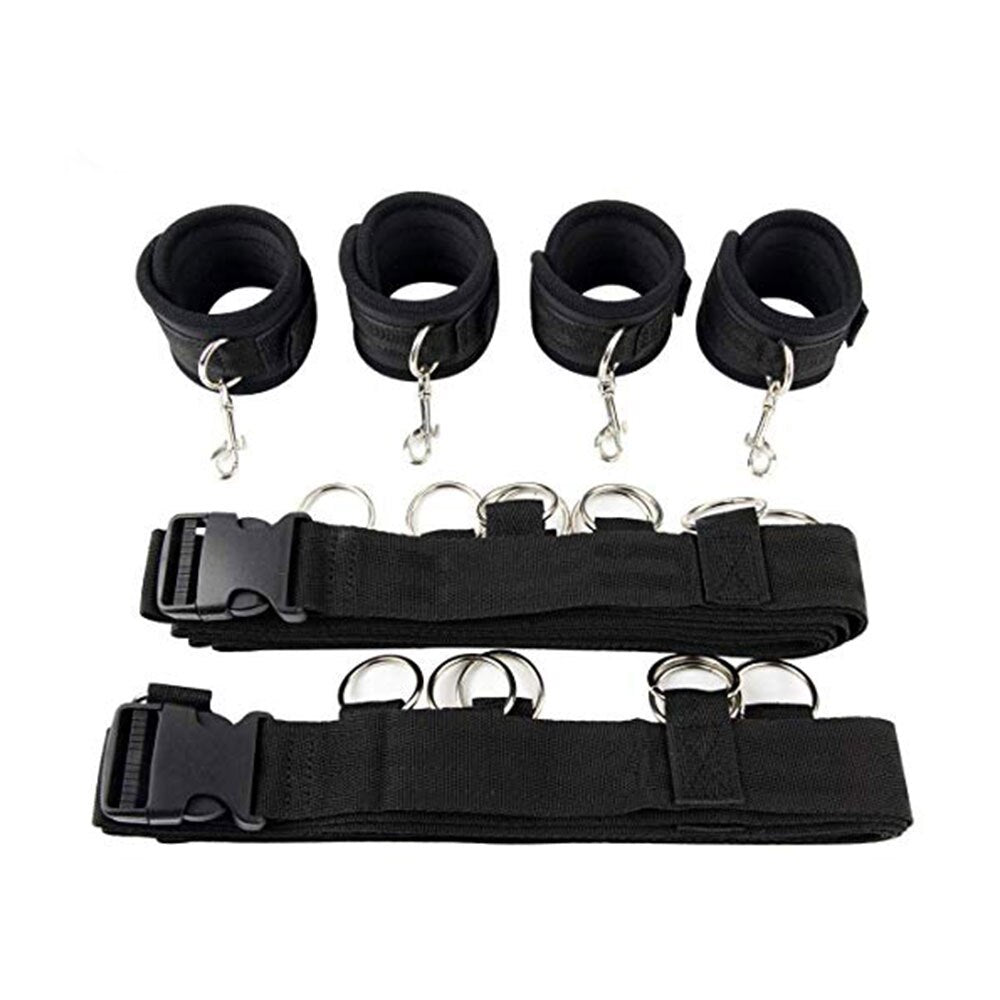 Sexy Hot Erotic Slave Adult Games Straps Restraints To The Bed Sex Toys for Women Handscuff Neck &amp; Ankle Cuffs BDSM Bondage Set - buysextoyth