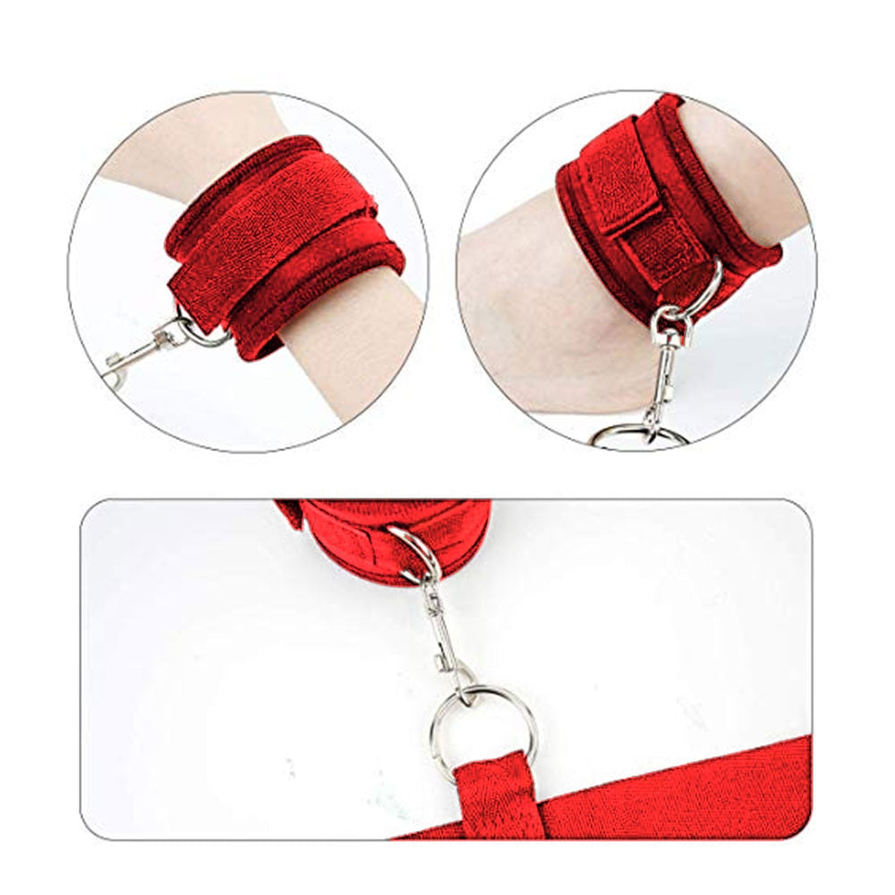 Sexy Hot Erotic Slave Adult Games Straps Restraints To The Bed Sex Toys for Women Handscuff Neck &amp; Ankle Cuffs BDSM Bondage Set - buysextoyth