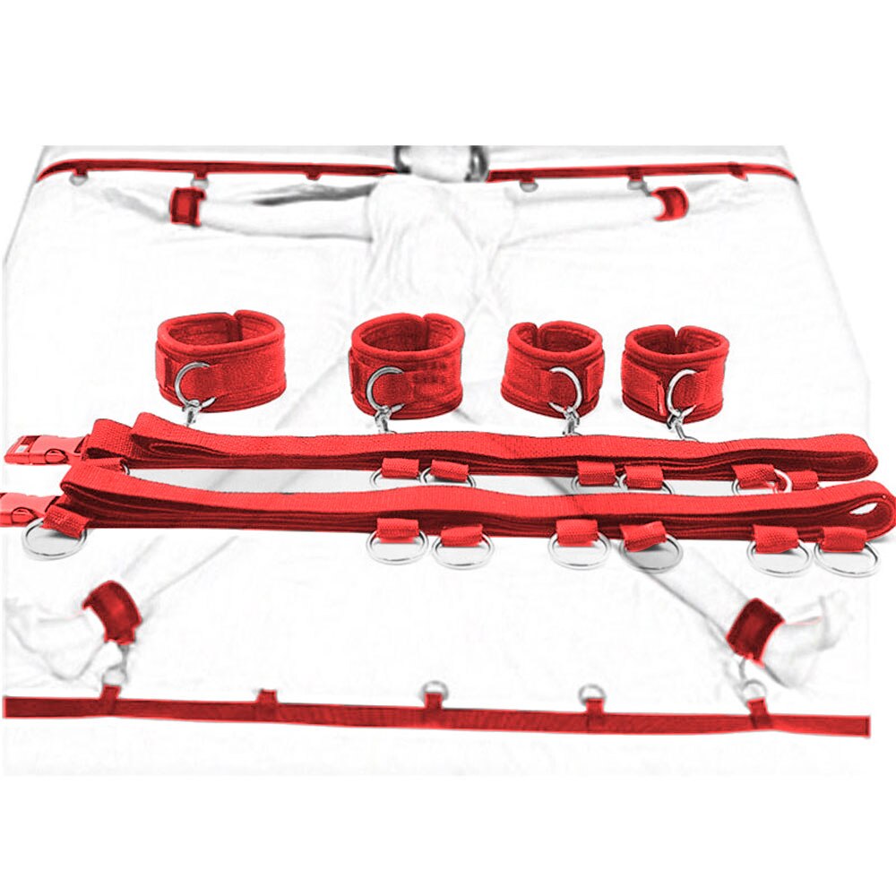 Sexy Hot Erotic Slave Adult Games Straps Restraints To The Bed Sex Toys for Women Handscuff Neck &amp; Ankle Cuffs BDSM Bondage Set - buysextoyth
