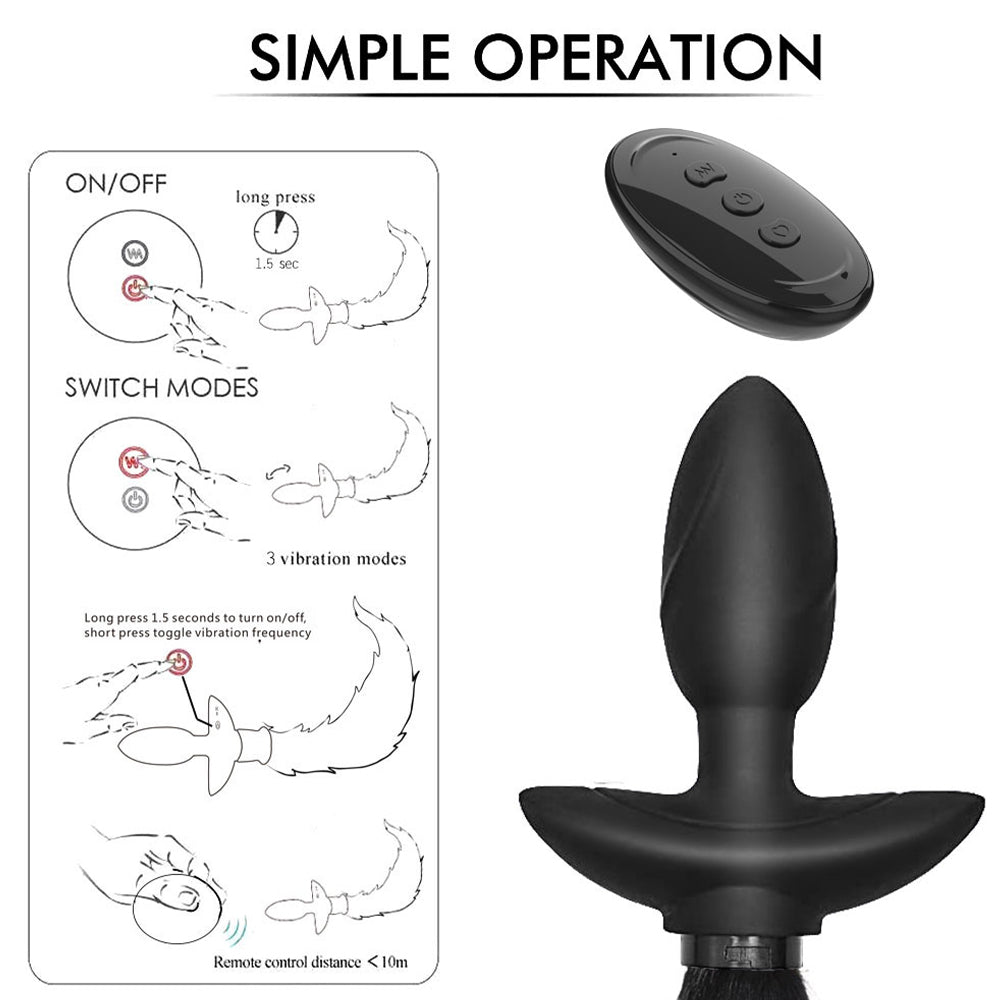 Remote Control Anal Plug Vibrator Real Fox Tail Cosplay Butt Plug Female Masturbator Swing Tail Adult Products Sex Toy for Woman - buysextoyth