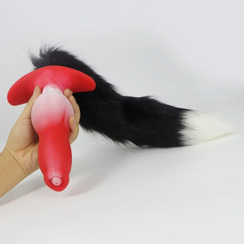 Adult Sex Games Anal Plug With Tail Soft Silicone Dog Knot Butt Plug Wearable Tail Detachable Cosplay Sex Toys For Women Men - buysextoyth