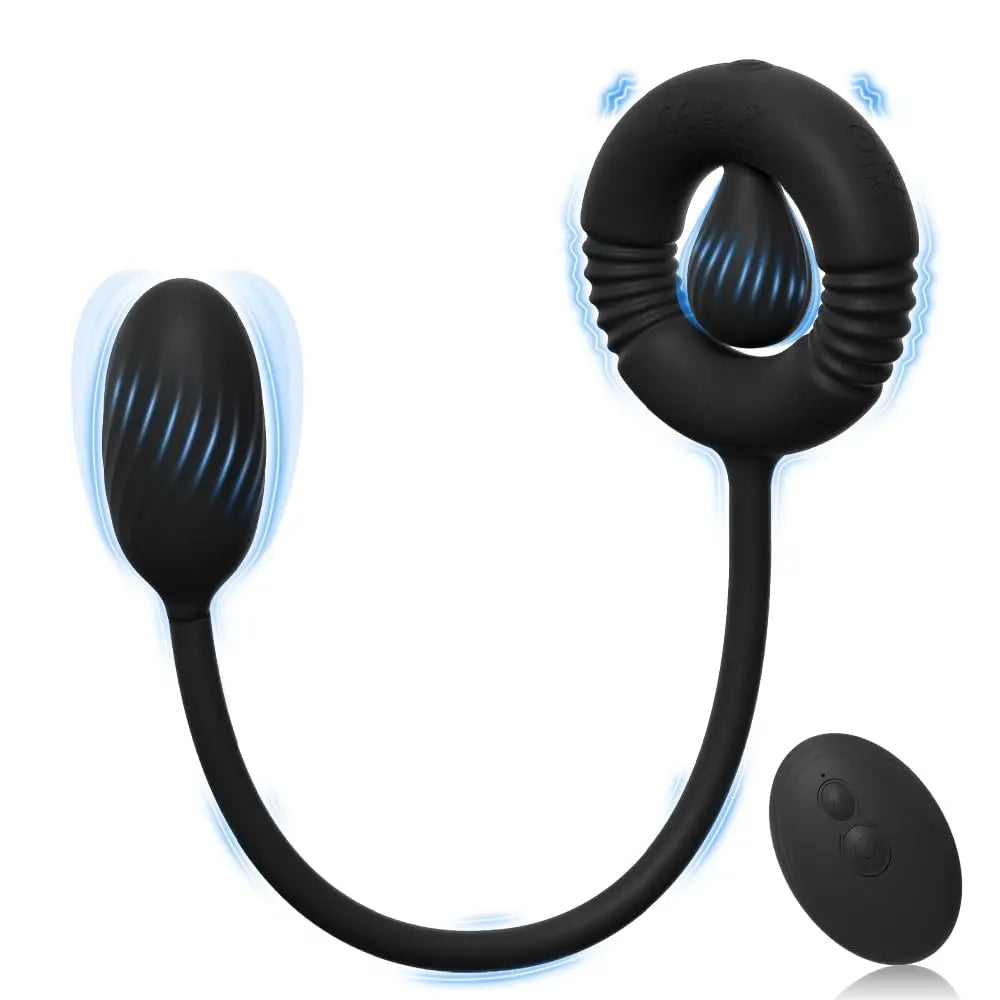 Cock Ring with Prostate Massager Anal Vibrator Silicone Pleasure Penis Ring Anal Butt Plug for Men Couples Adult Sex Toys - buysextoyth