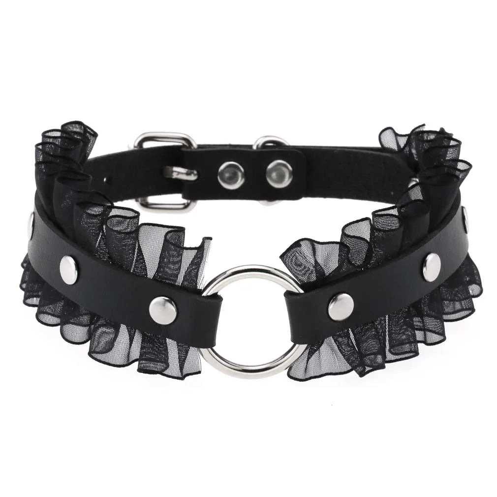 BDSM Different Style Fashion Punk Men Torques Necklace Gothic PU Leather Choker Collar Necklace Women Body Chain - buysextoyth