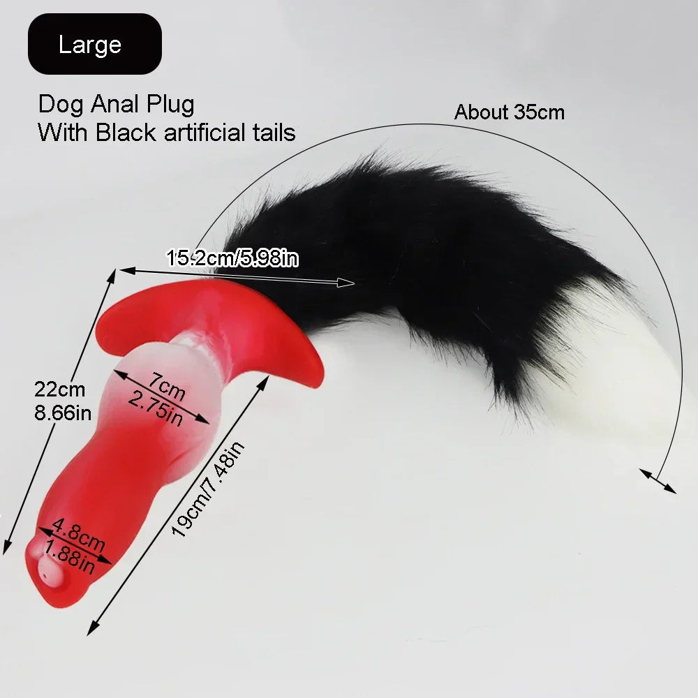 Adult Sex Games Anal Plug With Tail Soft Silicone Dog Knot Butt Plug Wearable Tail Detachable Cosplay Sex Toys For Women Men - buysextoyth