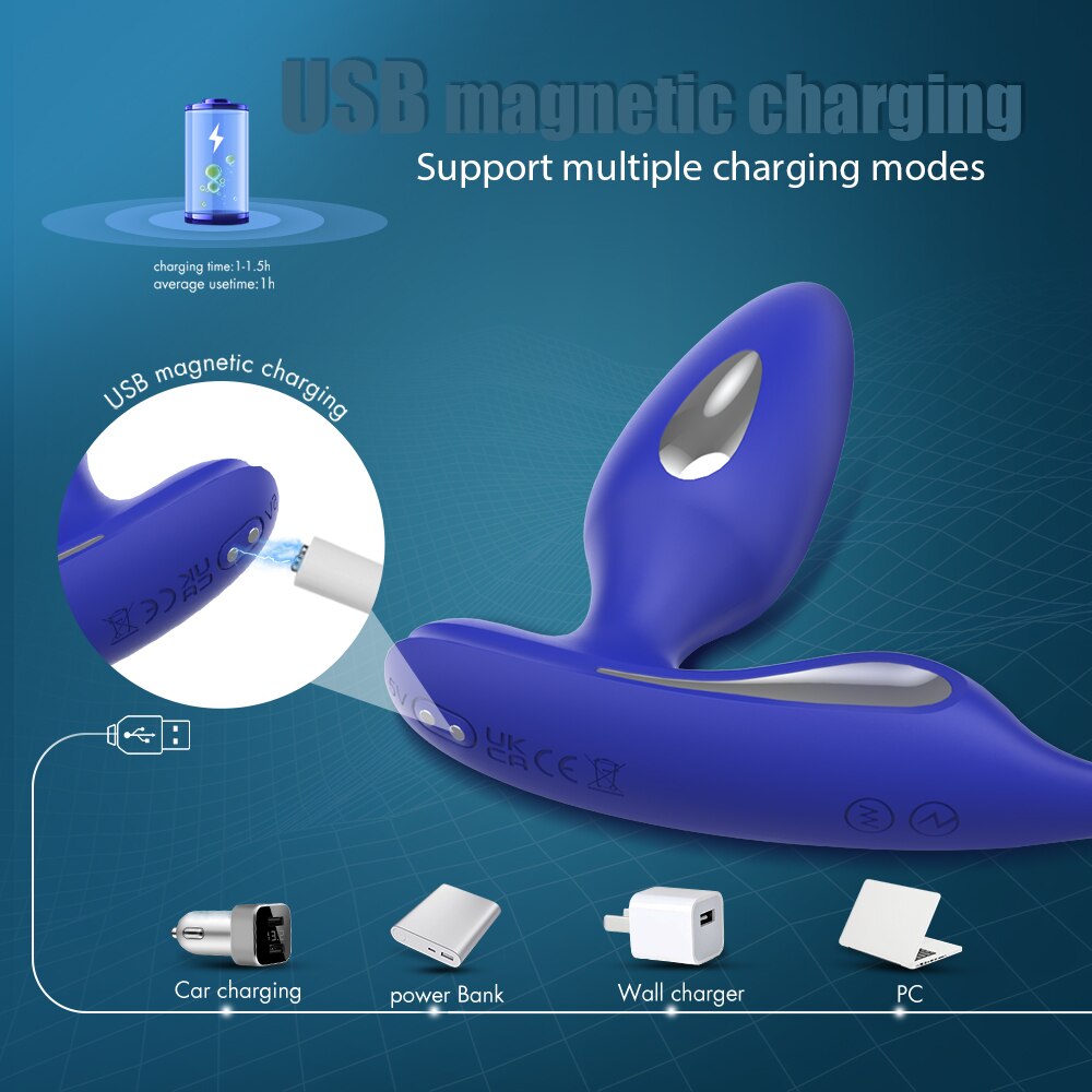 ไฟฟ้า Shock Anal Vibrator Butt Plug ชาย Prostate Massager รีโมทคอนโทรล Delay Ejaculation อวัยวะเพศชาย Cock แหวนเพศของเล่นสำหรับผู้ชาย - buysextoyth