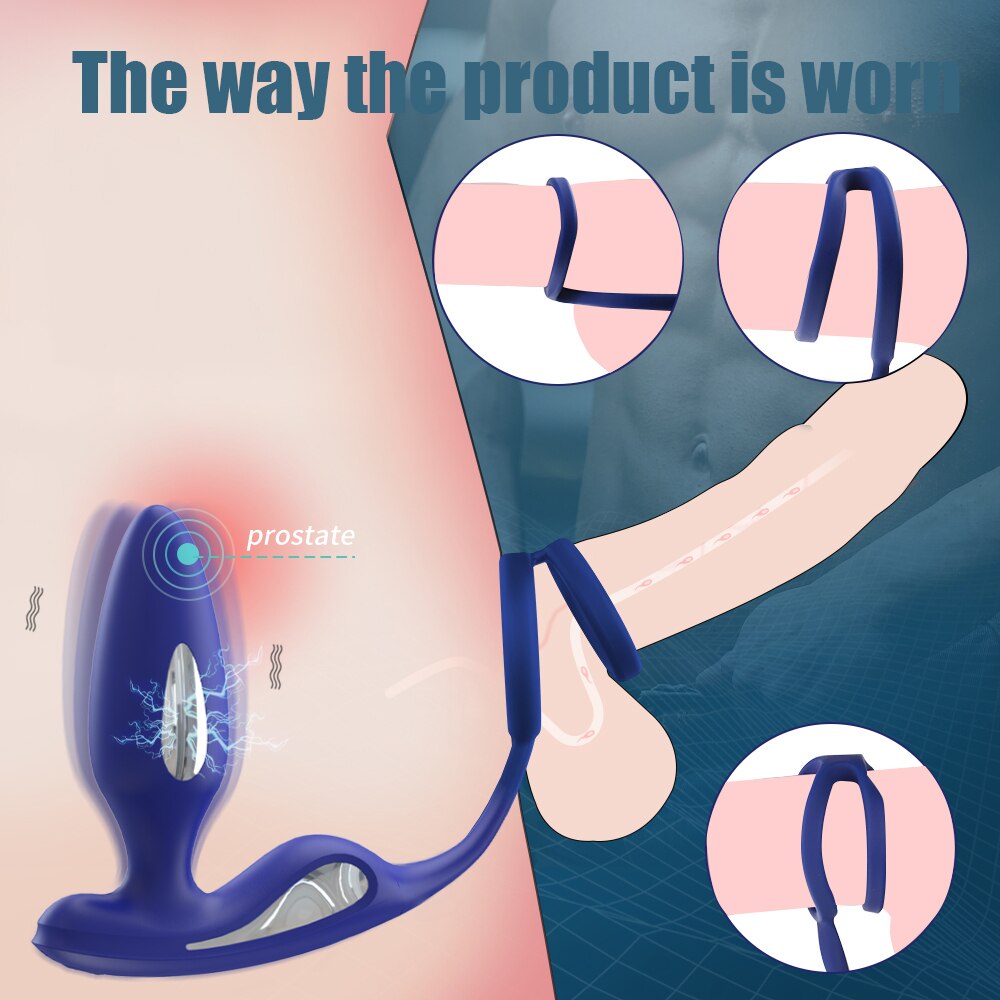 ไฟฟ้า Shock Anal Vibrator Butt Plug ชาย Prostate Massager รีโมทคอนโทรล Delay Ejaculation อวัยวะเพศชาย Cock แหวนเพศของเล่นสำหรับผู้ชาย - buysextoyth