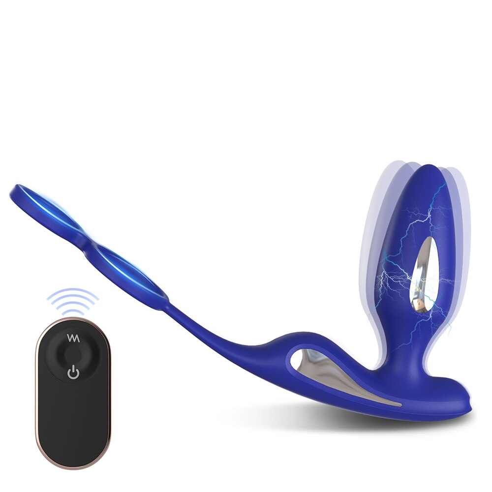 ไฟฟ้า Shock Anal Vibrator Butt Plug ชาย Prostate Massager รีโมทคอนโทรล Delay Ejaculation อวัยวะเพศชาย Cock แหวนเพศของเล่นสำหรับผู้ชาย - buysextoyth