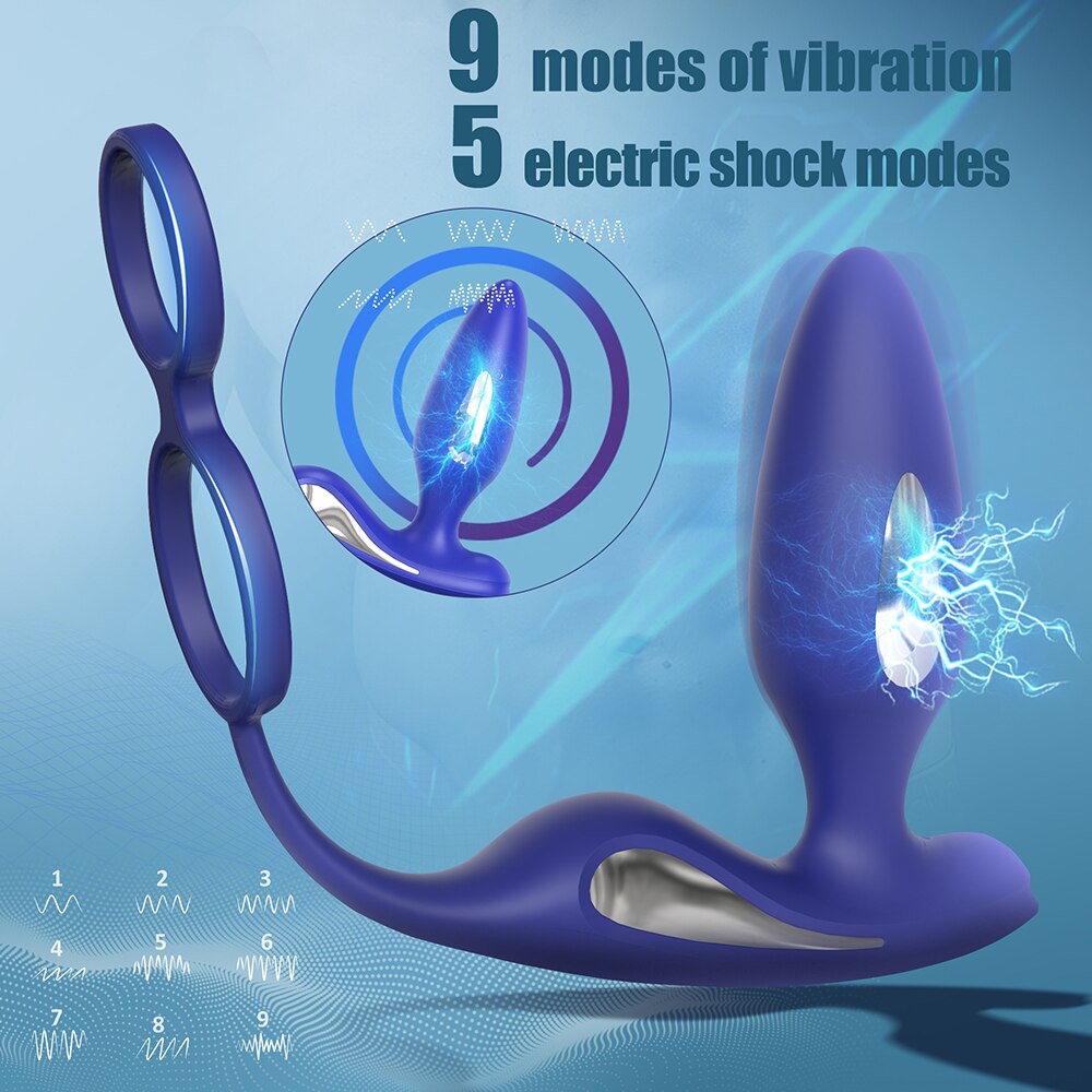 ไฟฟ้า Shock Anal Vibrator Butt Plug ชาย Prostate Massager รีโมทคอนโทรล Delay Ejaculation อวัยวะเพศชาย Cock แหวนเพศของเล่นสำหรับผู้ชาย - buysextoyth