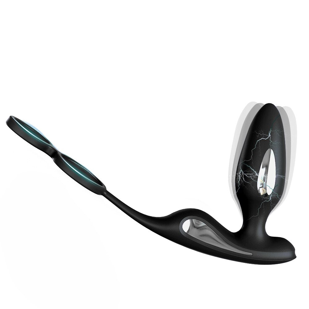 ไฟฟ้า Shock Anal Vibrator Butt Plug ชาย Prostate Massager รีโมทคอนโทรล Delay Ejaculation อวัยวะเพศชาย Cock แหวนเพศของเล่นสำหรับผู้ชาย - buysextoyth