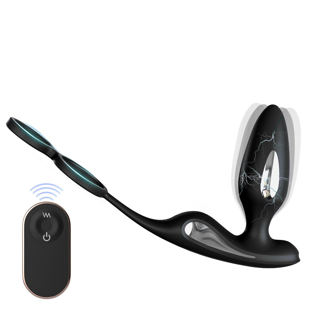 ไฟฟ้า Shock Anal Vibrator Butt Plug ชาย Prostate Massager รีโมทคอนโทรล Delay Ejaculation อวัยวะเพศชาย Cock แหวนเพศของเล่นสำหรับผู้ชาย - buysextoyth