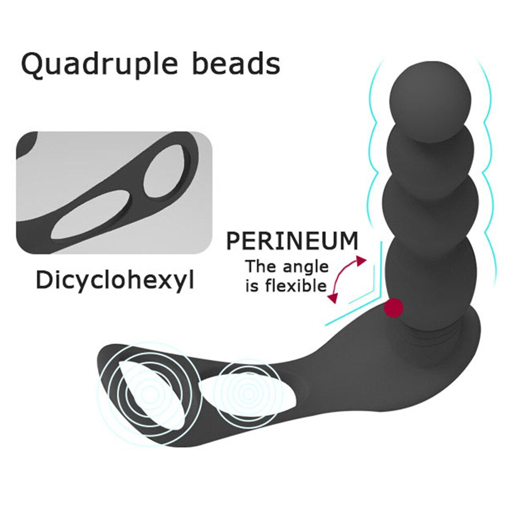 Silicone Anal Butt Plug  Pull Beads with Cock Ring Prostate Massager Anal Balls Vibration Heating  Erotic Anal Sex Toy for Adult - buysextoyth